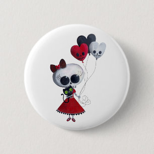 Little Miss Death Valentine Girl 2 Inch Round Button