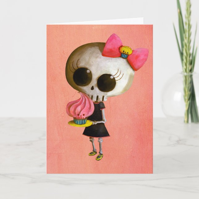 Little Miss Death with Cupcake Card (Front)