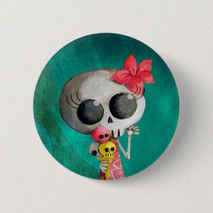 Little Miss Death with Halloween Ice Cream 2 Inch Round Button