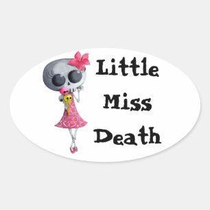 Little Miss Death with Halloween Ice Cream Oval Sticker