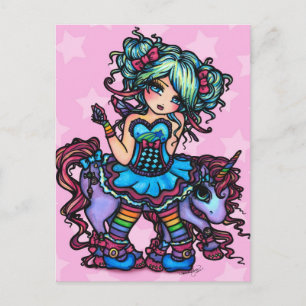 Little Miss Deelish Fairy Unicorn Princess Fantasy Postcard