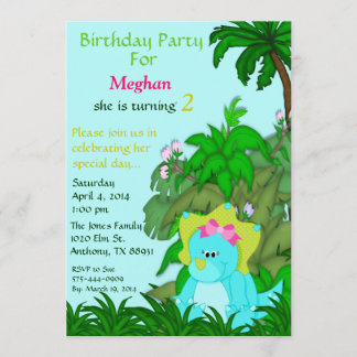 Little Miss Dino Birthday Invitation