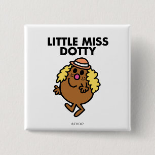 Little Miss Dotty Waving 2 Inch Square Button
