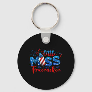 Little Miss Firecracker 4th Of July American Flag Keychain