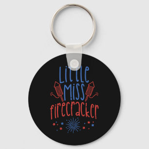 Little Miss Firecracker Funny 4th Of July Patriot  Keychain