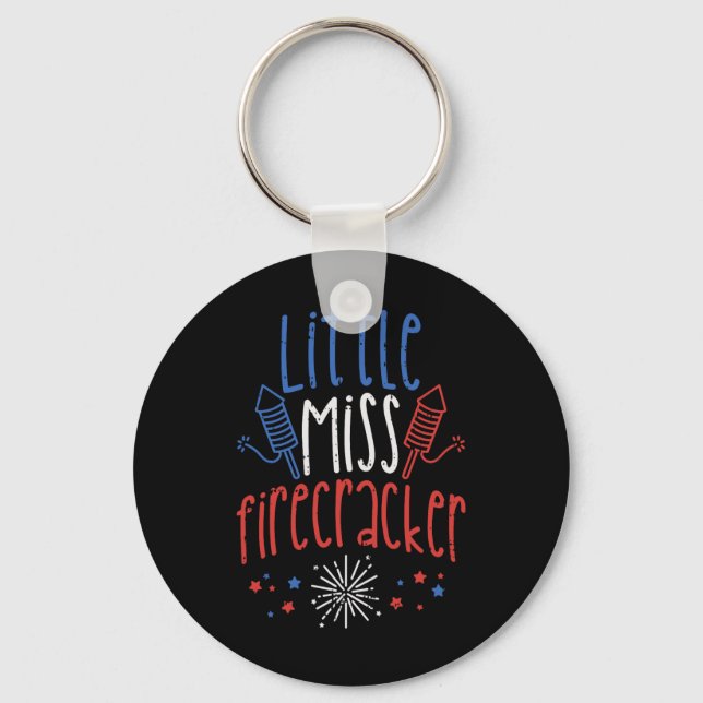 Little Miss Firecracker Funny 4th Of July Pride Gi Keychain (Front)
