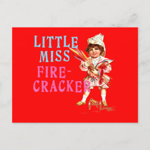 Little Miss Firecracker Vintage Americana Postcard