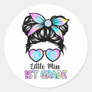 Little Miss First Grade Girls Ck To School Shirt 1 Classic Round Sticker