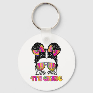 Little Miss Fourth 4th Grade Girl Messy Bun Ck To Keychain
