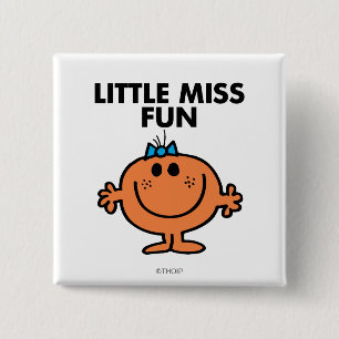 Little Miss Fun   Black Lettering 2 Inch Square Button
