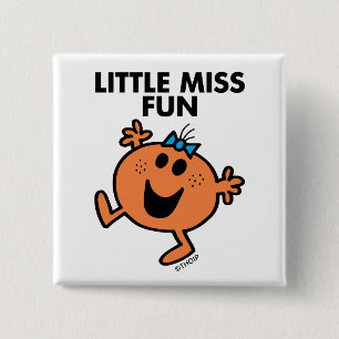 Little Miss Fun Waving Joyously 2 Inch Square Button