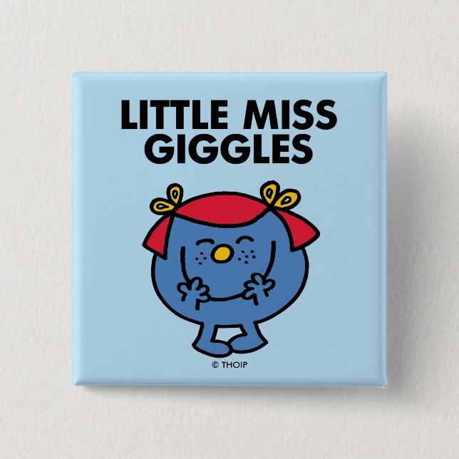 Little Miss Giggles | Black Lettering 2 Inch Square Button (Front)