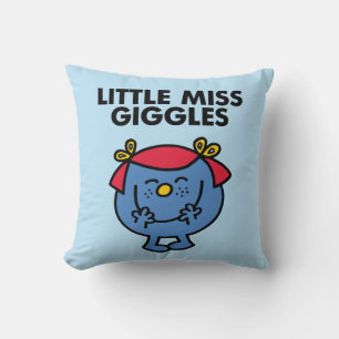 Little Miss Giggles Black Lettering Throw Pillow