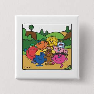 Little Miss Group Of Friends 2 Inch Square Button