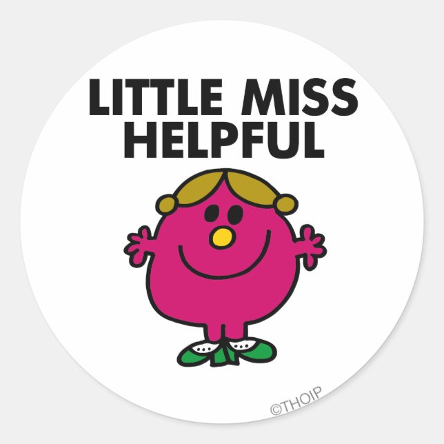 Little Miss Helpful Classic Round Sticker (Front)