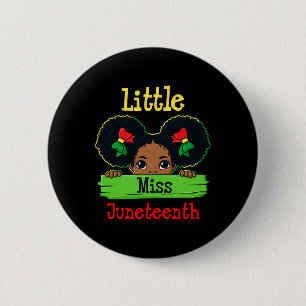 Little Miss Juneteenth Brown Skin Princess Cute Gi 2 Inch Round Button