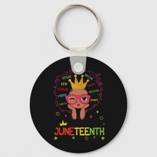 Little Miss Juneteenth Shirt Girl Toddler Black Hi Keychain