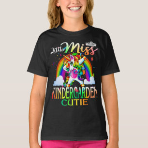 Little Miss Kindergarten Cutie Unicorn Rainbow T-Shirt