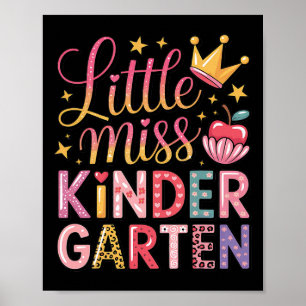 Little Miss Kindergarten Girls Kids Back To School Poster