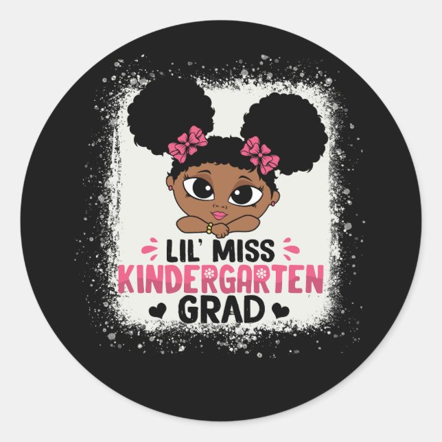 Little Miss Kindergarten Grad Graduation Graduated Classic Round Sticker (Front)