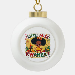 Little Miss Kwanza Afro American Kwanaz heritage Ceramic Ball Christmas Ornament