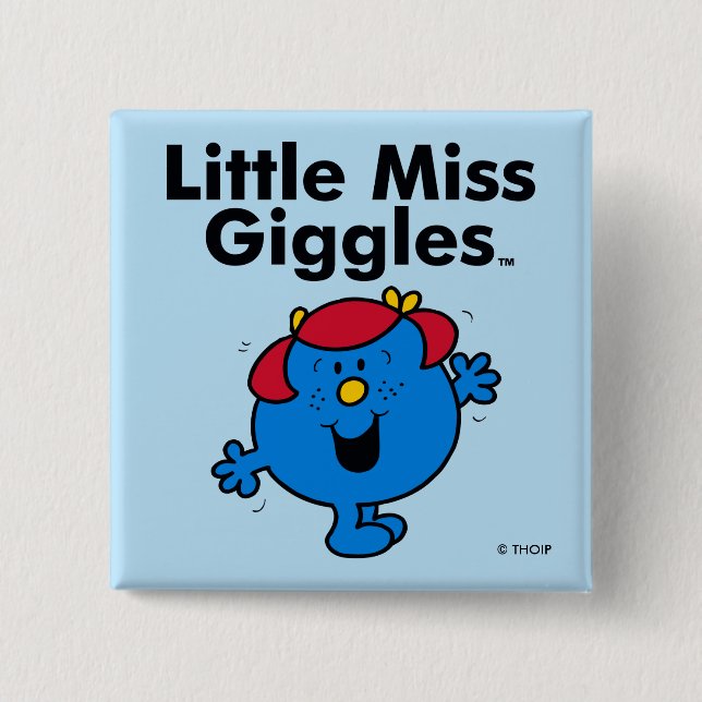 Little Miss | Little Miss Giggles Likes To Laugh 2 Inch Square Button (Front)