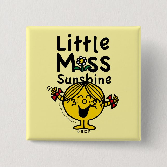 Little Miss | Little Miss Sunshine Laughs 2 Inch Square Button (Front)