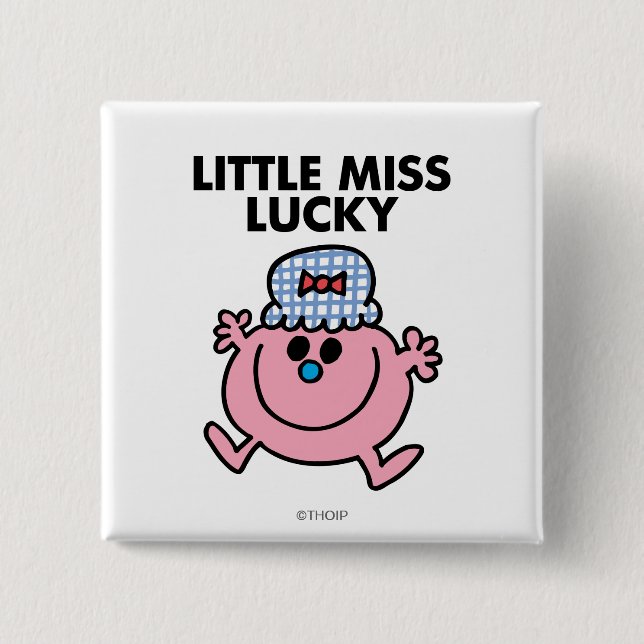 Little Miss Lucky | Black Lettering 2 Inch Square Button (Front)