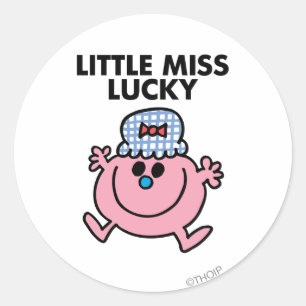 Little Miss Lucky   Black Lettering Classic Round Sticker