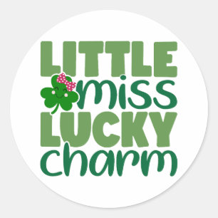 Little Miss Lucky Charm 🍀✨ Classic Round Sticker