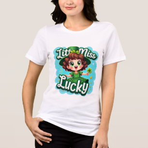 Little Miss Lucky: Cute St. Patrick's Day Girl Tri-Blend Shirt