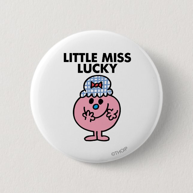 Little Miss Lucky Hiding Her Mouth 2 Inch Round Button (Front)