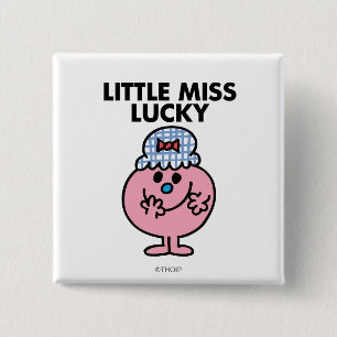 Little Miss Lucky Hiding Her Mouth 2 Inch Square Button