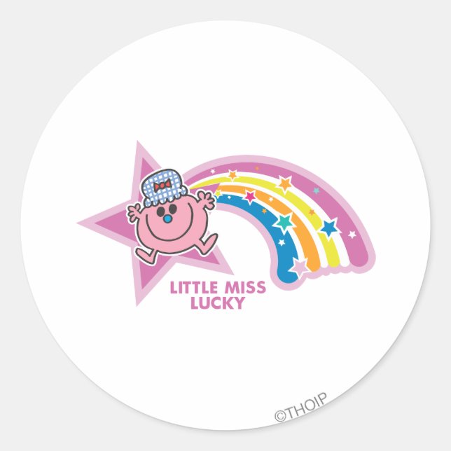 Little Miss Lucky | Rainbow Classic Round Sticker (Front)