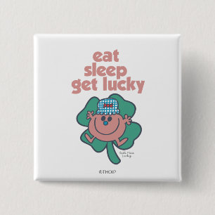 Little Miss Lucky's Motto Green clover 2 Inch Square Button