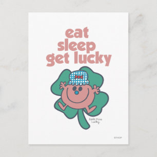 Little Miss Lucky's Motto Green clover Postcard