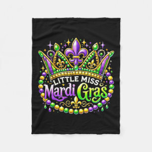 Little Miss Mardi Gras 2025 New Orleans Women Kids Fleece Blanket
