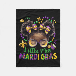 Little Miss Mardi Gras Afro Messy Bun Girls Kids N Fleece Blanket