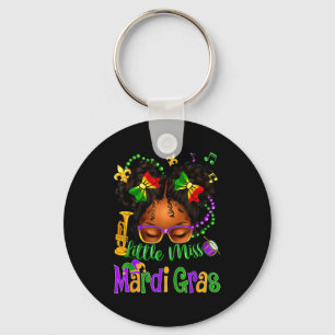 Little Miss Mardi Gras Bow Girls Kids New Orleans Keychain