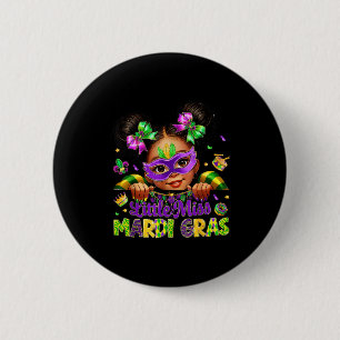 Little Miss Mardi Gras Carnival New Orleans Fleur  2 Inch Round Button