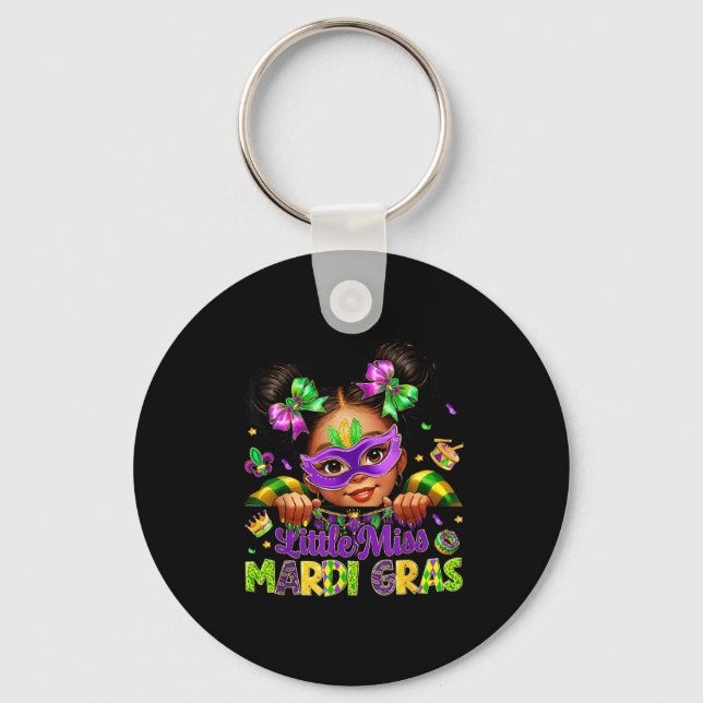 Little Miss Mardi Gras Carnival New Orleans Fleur  Keychain (Front)