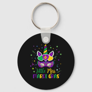 Little Miss Mardi Gras Carnival Unicorn For Toddle Keychain