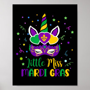 Little Miss Mardi Gras Carnival Unicorn For Toddle Poster