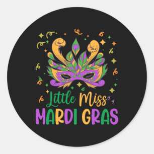 Little Miss Mardi Gras Cute Outfit Girls Toddler L Classic Round Sticker