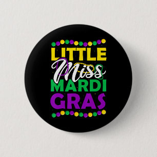 Little Miss Mardi Gras Kids Carnival Apparel 2 Inch Round Button