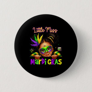 Little Miss Mardi Gras Messy Bun Girls Kids New Or 2 Inch Round Button