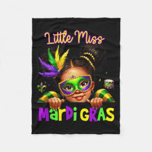Little Miss Mardi Gras Messy Bun Girls Kids New Or Fleece Blanket
