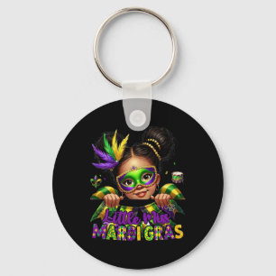 Little Miss Mardi Gras Parades Messy Bun Kids Girl Keychain