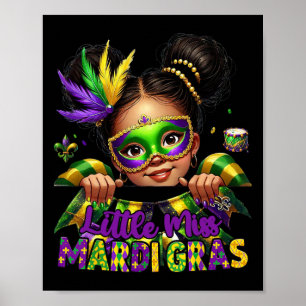 Little Miss Mardi Gras Parades Messy Bun Kids Girl Poster