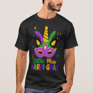 Little Miss Mardi Gras  Unicorn Face Kids Toddler  T-Shirt